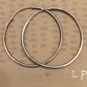 Rare Vintage Silpada Sterling Silver Flexible Endless Hoop Earrings P0696